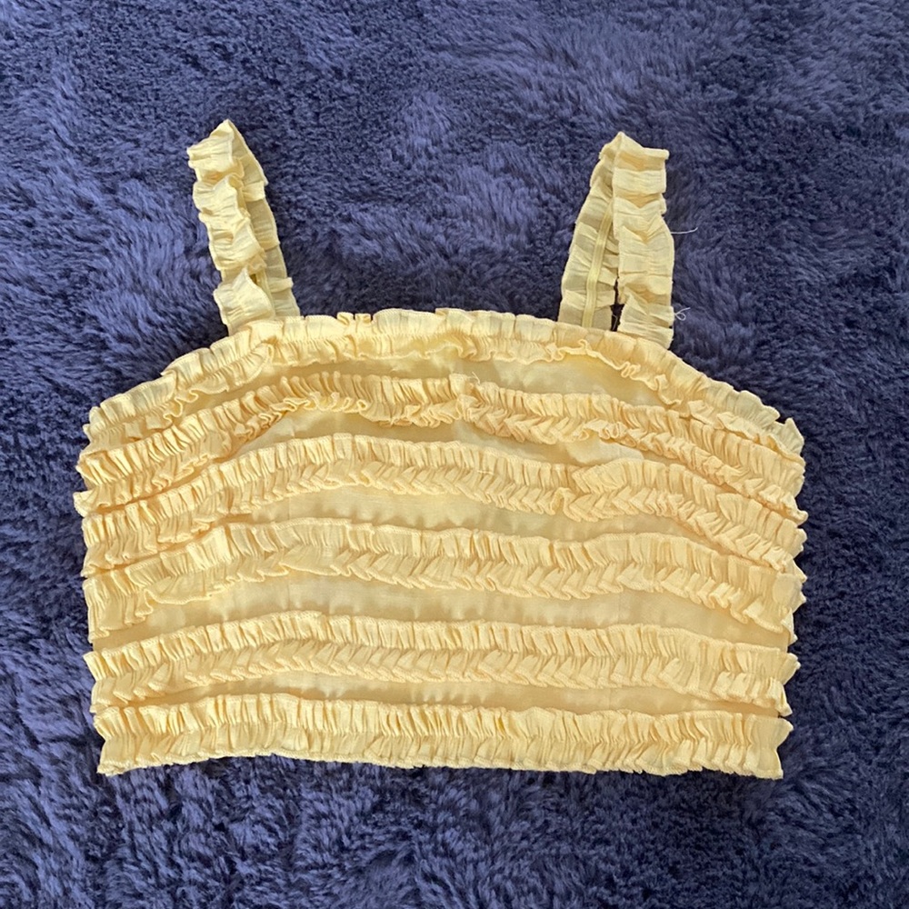 Forever 21 Yellow Ruched Tank Top w/ Zipper